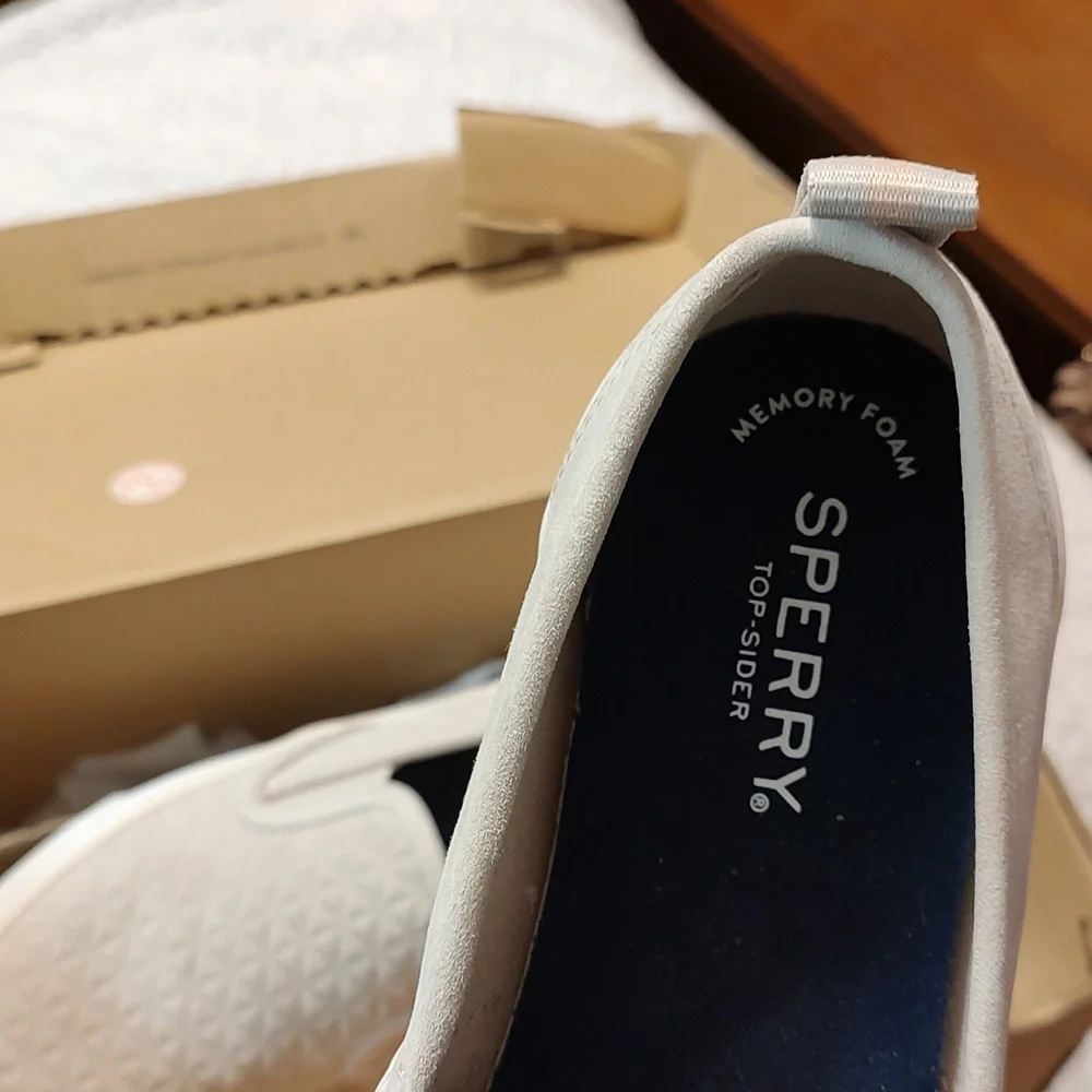 Sperry seaside top-sider 8 M quilted suede leather champagne shoes. NWOT in box. - Picture 5 of 8